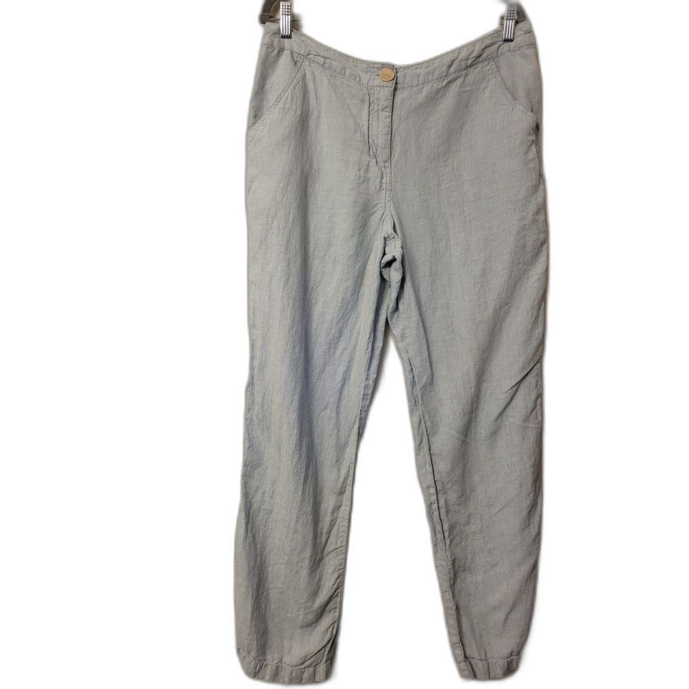 Merona 100% Linen Pants Women Size 14 Pockets Straight Leg Aqua Blue Pockets‎